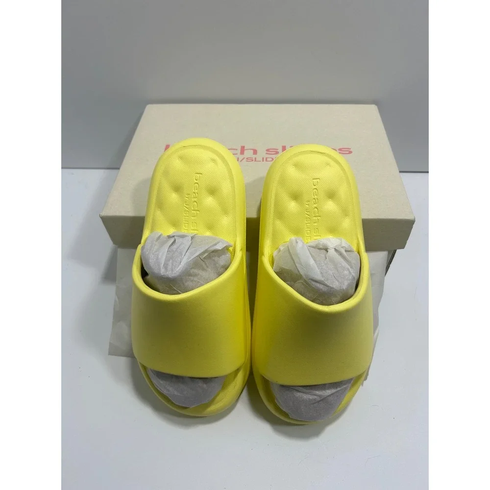 JSlides Serene Yellow EVA Beach Slides Platform Sandals Mens 7 Womens 9 NEW
